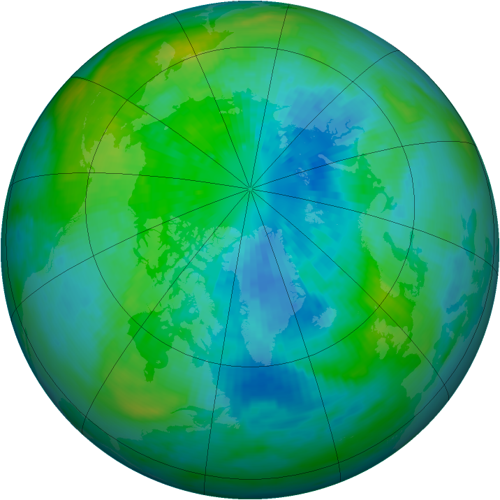 Arctic ozone map for 27 September 1991